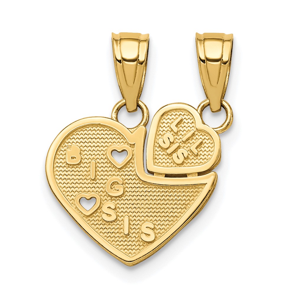 10K BIG SIS, Lil SIS Break-Apart Heart Charm (10C976)