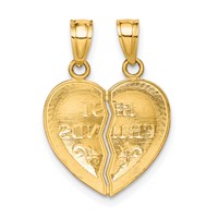 10K Yellow Gold Best Friends 2-Piece Break-Apart Heart Pendant view 4