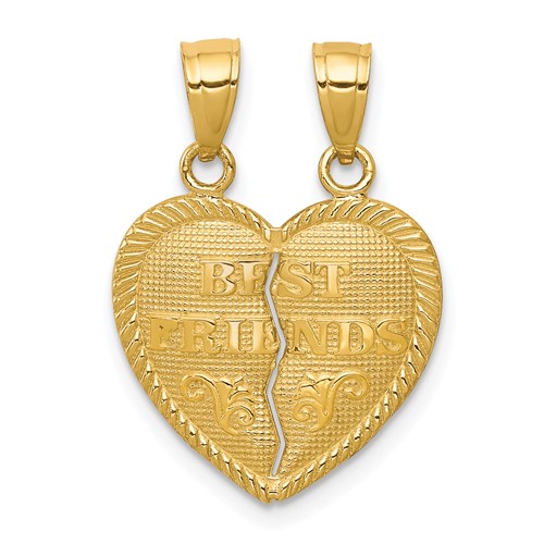 10K Yellow Gold Best Friends 2-Piece Break-Apart Heart Pendant