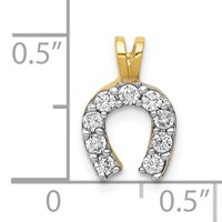 10K Yellow Gold Small CZ Horseshoe Charm view 3