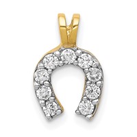 10K Yellow Gold Small CZ Horseshoe Charm view 1