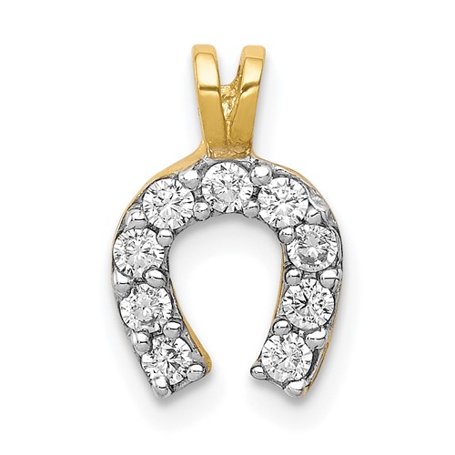 10K Yellow Gold Small CZ Horseshoe Charm