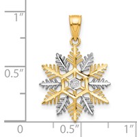 10K and White Rhodium Snowflake Charm view 3