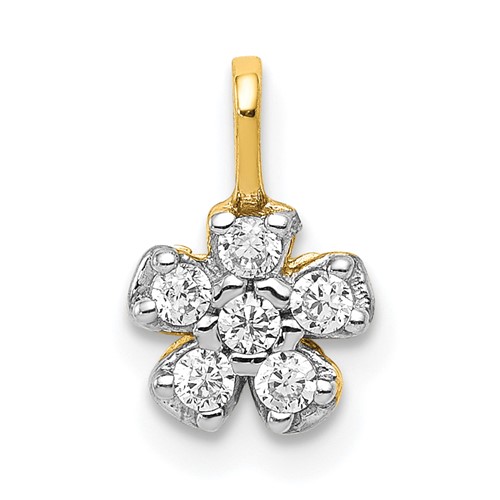 10K Yellow Gold Small CZ Flower Charm