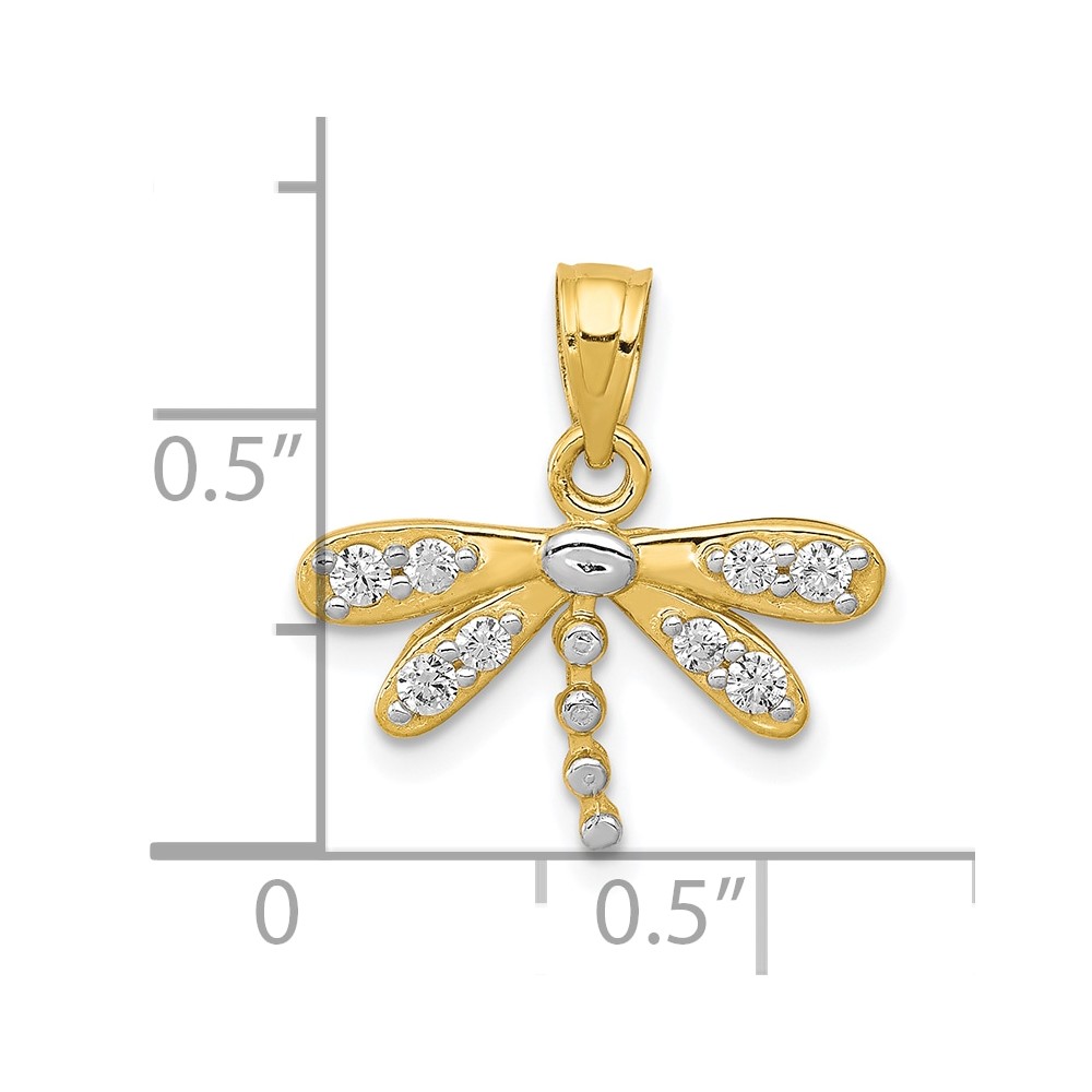 10K w/ Rhodium CZ Dragonfly Charm (10C996)