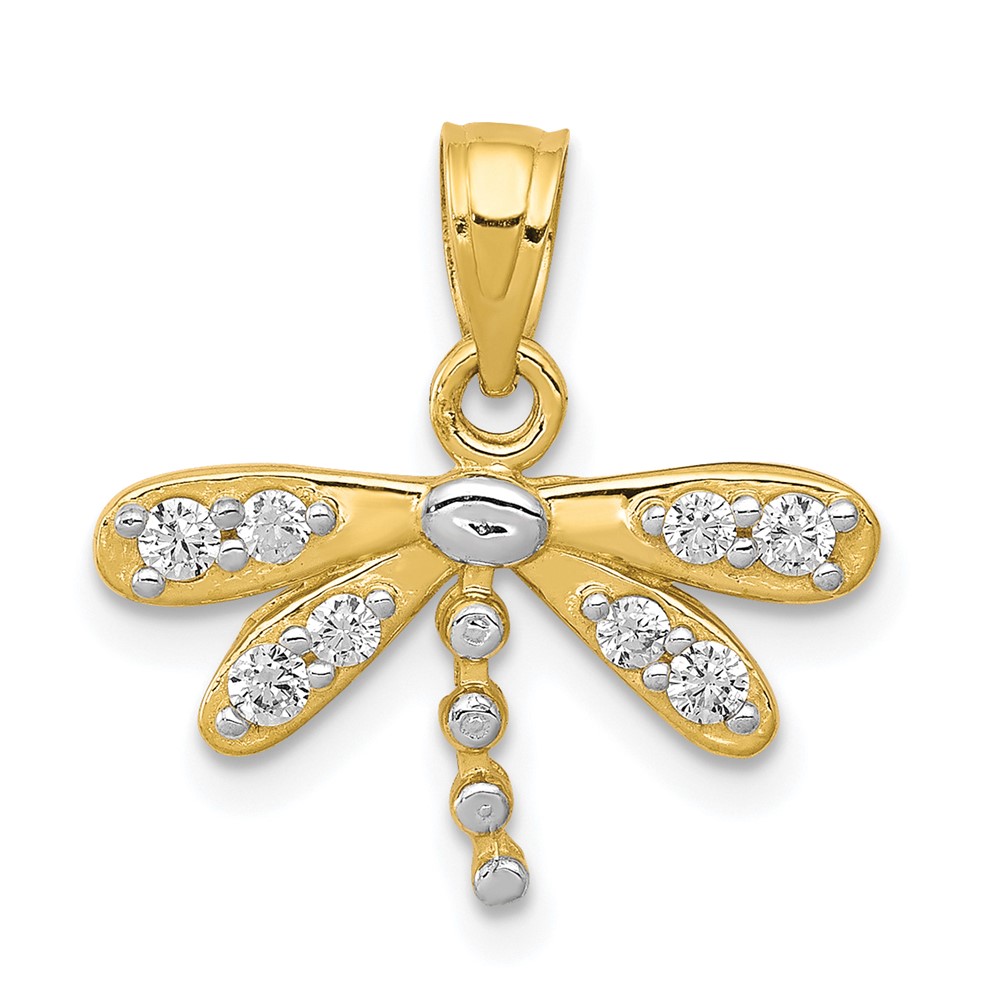 10K w/ Rhodium CZ Dragonfly Charm (10C996)