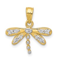 10K and White Rhodium CZ Dragonfly Charm view 1