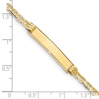 10K Yellow Gold Polished Solid Chain Solid Plate Anchor Link 25x 5mm Plate ID Bracelet, 7" view 3