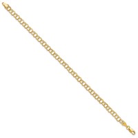 10K 4.5mm Yellow Gold Solid Diamond-cut Double Link Charm Bracelet - 7in view 2