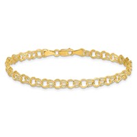 10K 4.5mm Yellow Gold Solid Diamond-cut Double Link Charm Bracelet - 7in view 3
