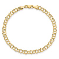 10K 4.5mm Yellow Gold Solid Diamond-cut Double Link Charm Bracelet - 7in view 4