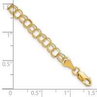 10K 4.5mm Yellow Gold Solid Diamond-cut Double Link Charm Bracelet - 7in view 5