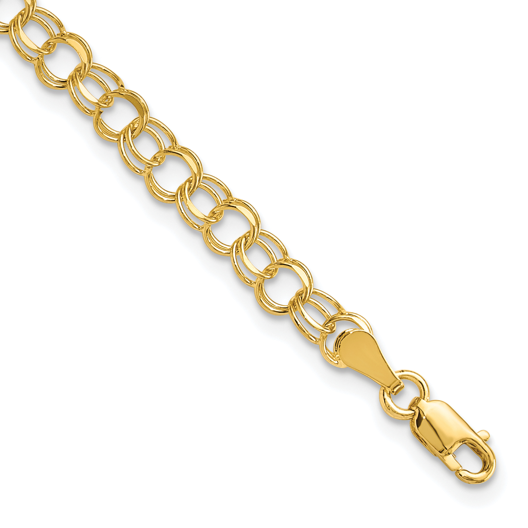 10KY Solid Double Link Charm Bracelet (10CH1-7)