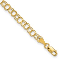 10K 4.5mm Yellow Gold Solid Diamond-cut Double Link Charm Bracelet - 7in view 1