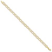 10K 5mm Yellow Gold Solid Triple Link Charm Bracelet, 7" view 2