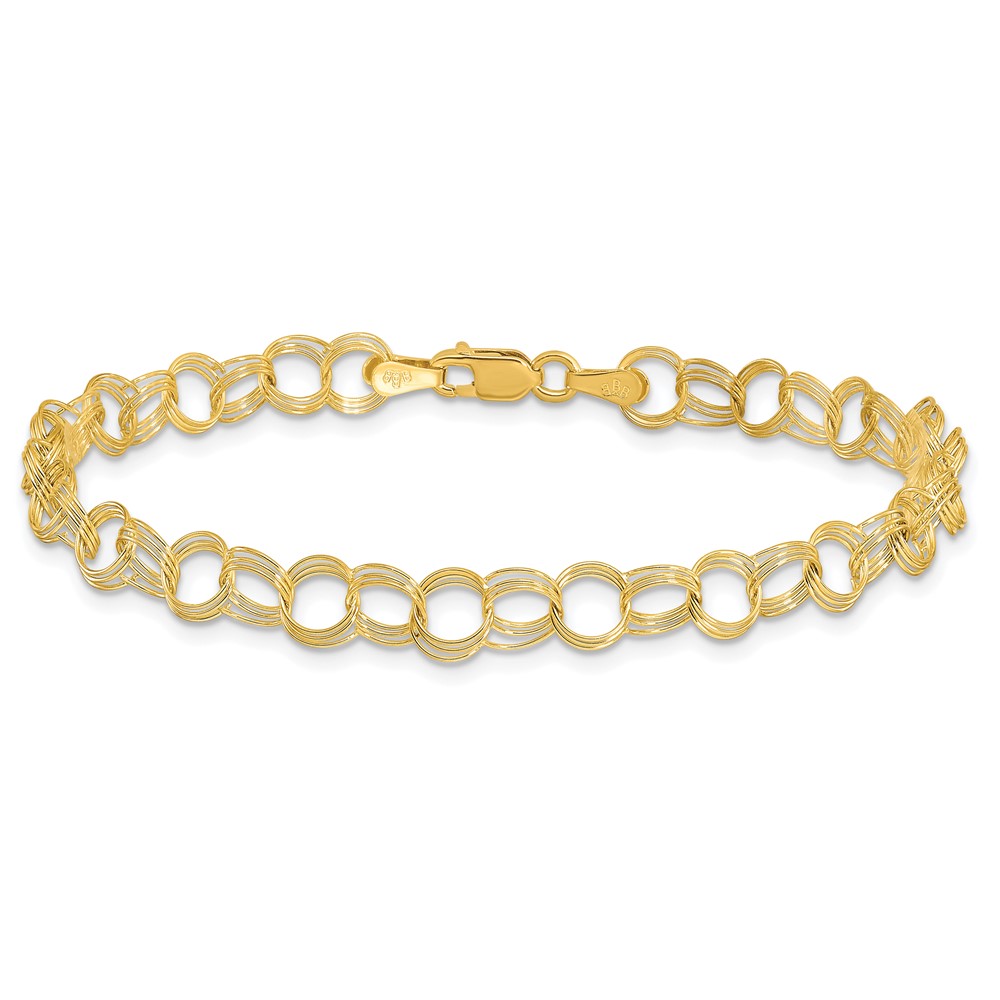 10k Triple Link Charm Bracelet (10CH10-6)