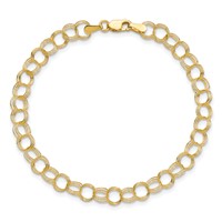 10K 5mm Yellow Gold Solid Triple Link Charm Bracelet, 7" view 4