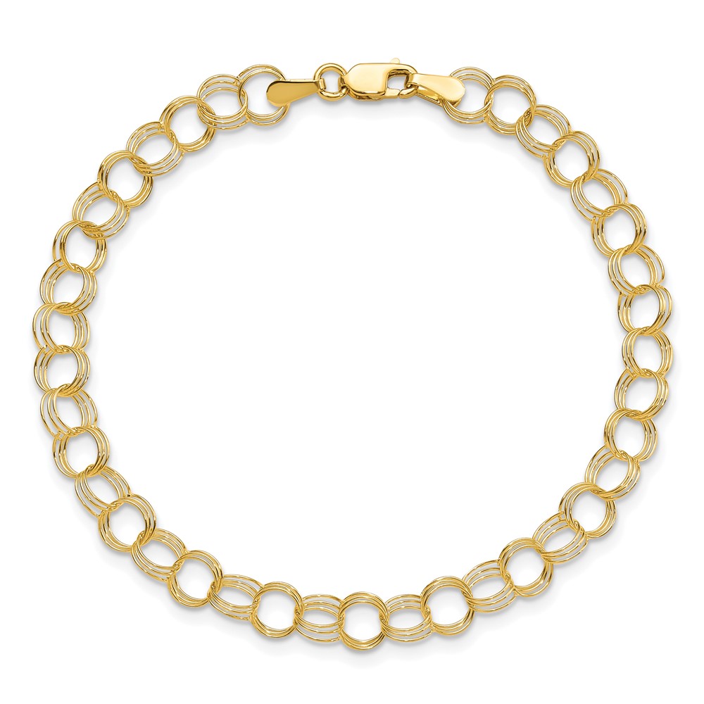 10k Triple Link Charm Bracelet (10CH10-6)