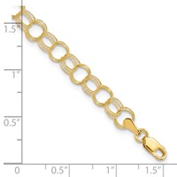 10K 5mm Yellow Gold Solid Triple Link Charm Bracelet, 7" view 5