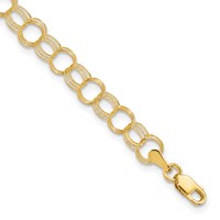 10K 5mm Yellow Gold Solid Triple Link Charm Bracelet, 7" view 1