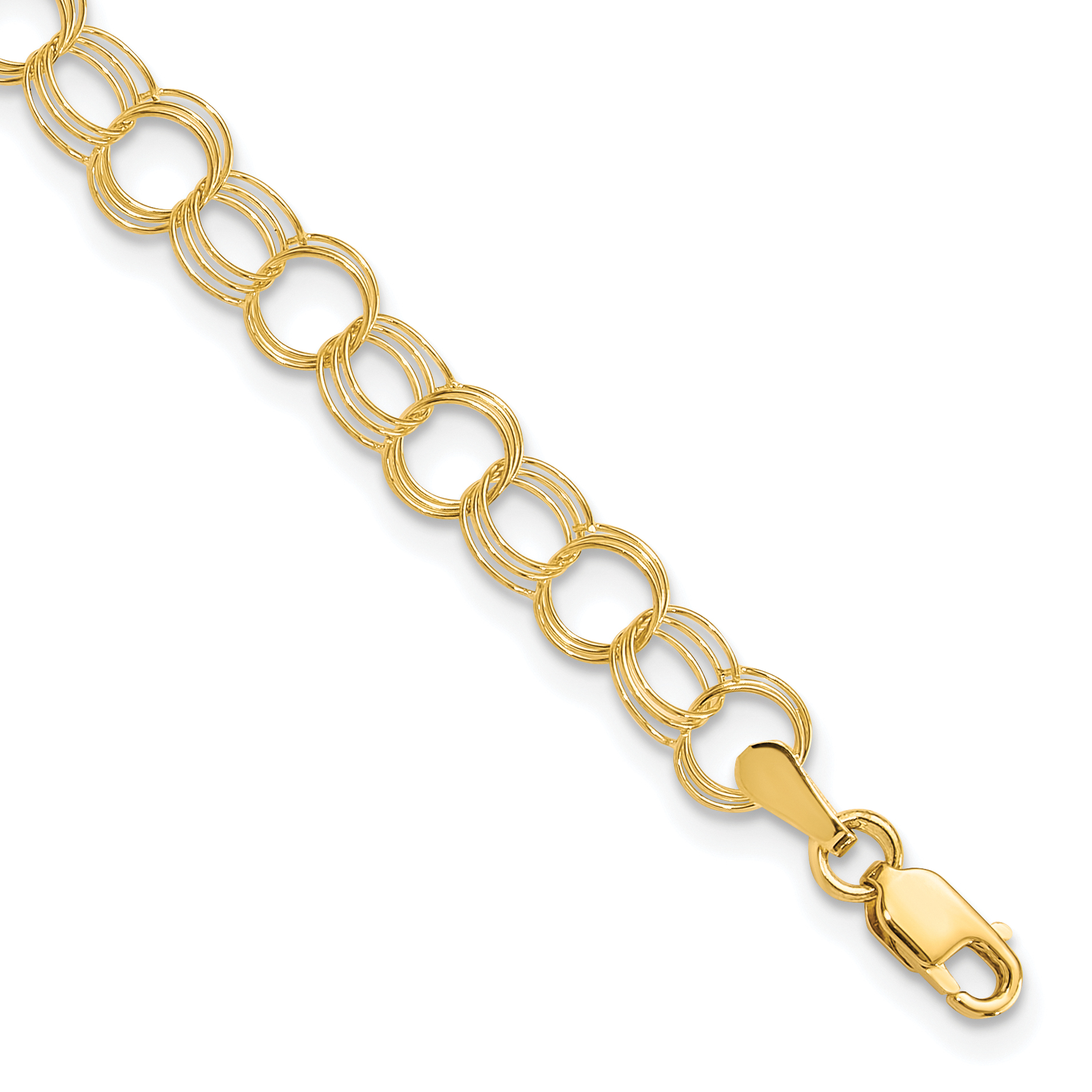 10k Triple Link Charm Bracelet (10CH10-6)