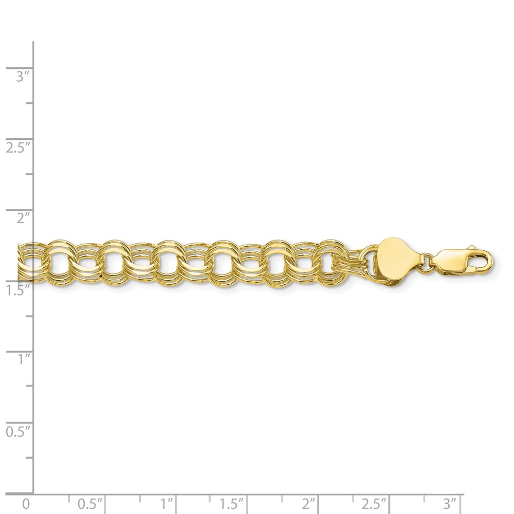 10k 10kt Yellow Gold Triple Link Charm Bracelet Lobster Clasp 8 inch X ...