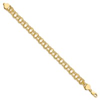 10K 7mm Solid Diamond-cut Triple Link 7 Inch Charm Bracelet view 2