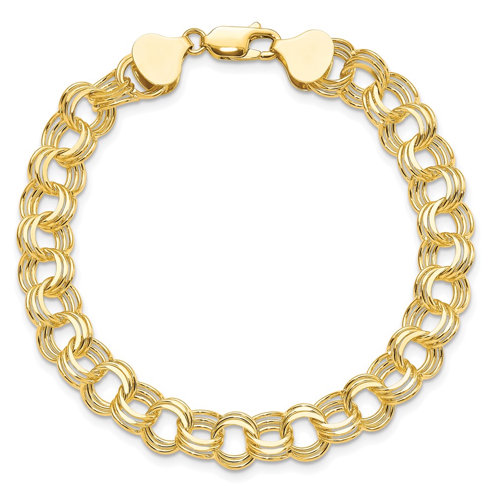 10k Triple Link Charm Bracelet (10CH12-8)