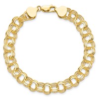 10K 7mm Solid Diamond-cut Triple Link 7 Inch Charm Bracelet view 3