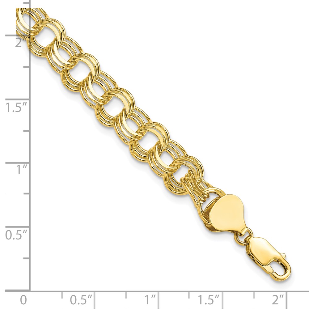 10k Triple Link Charm Bracelet (10CH12-8)