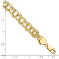 10K 7mm Solid Diamond-cut Triple Link 7 Inch Charm Bracelet view 4