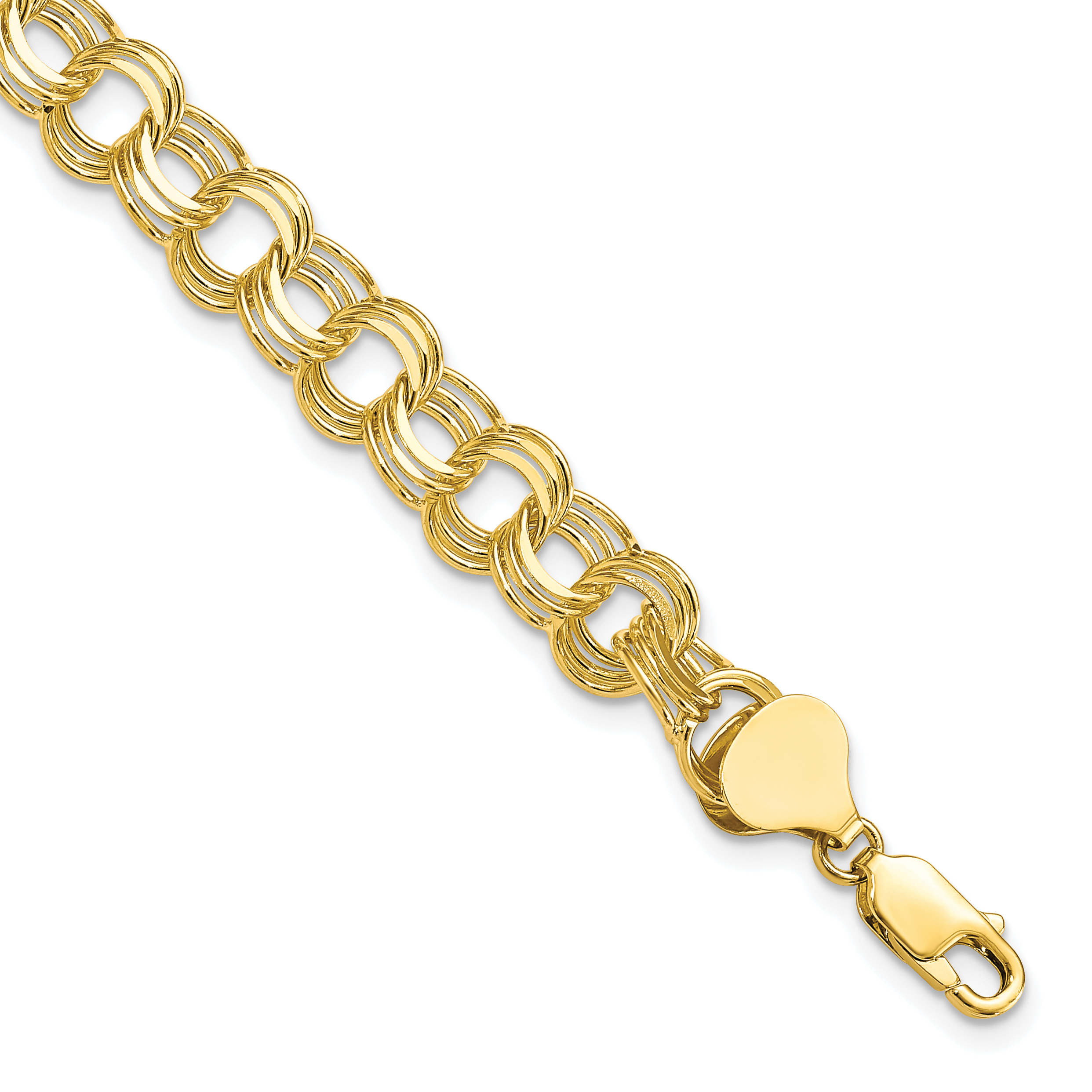 10k Triple Link Charm Bracelet (10CH12-8)