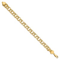 10K 8mm Solid Diamond-cut Triple Link 7 Inch Charm Bracelet view 2
