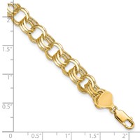 10K 8mm Solid Diamond-cut Triple Link 7 Inch Charm Bracelet view 3