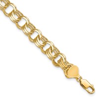 10K 8mm Solid Diamond-cut Triple Link 7 Inch Charm Bracelet view 1