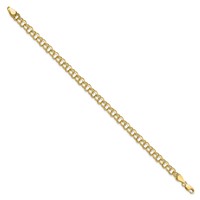 10K 5.25mm Yellow Gold Solid Diamond-cut Double Link Charm Bracelet, 7" view 2