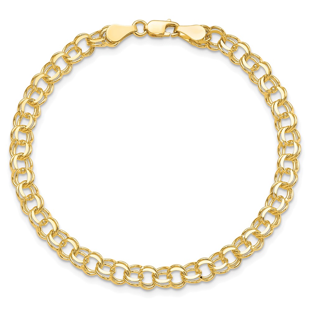 10k Solid Double Link Charm Bracelet (10CH2-7)