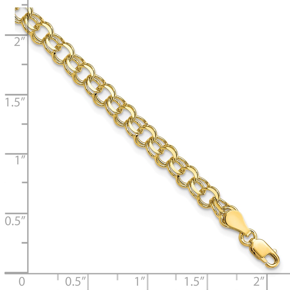 10k Solid Double Link Charm Bracelet (10CH2-7)