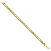 10K 5.5mm Yellow Gold Solid Diamond-cut Double Link Charm Bracelet, 7" view 2