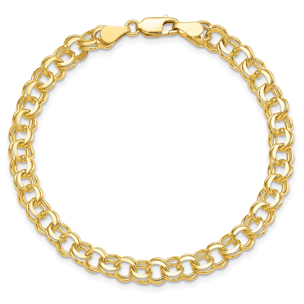 10KY Solid Double Link Charm Bracelet (10CH3-7)
