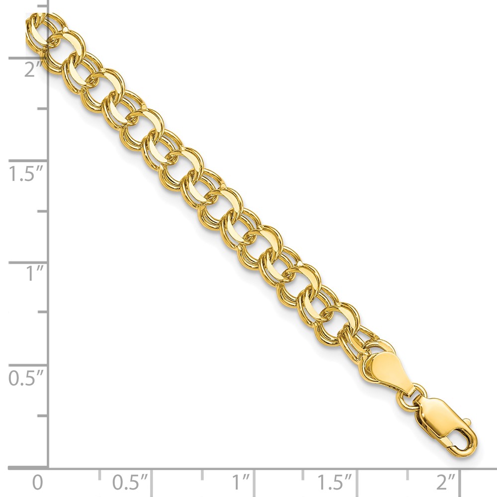 10KY Solid Double Link Charm Bracelet (10CH3-7)