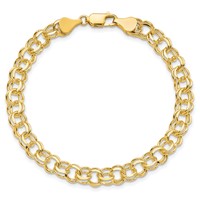 10K 6mm Yellow Gold Solid Diamond-cut Double Link Charm Bracelet - 7in view 3