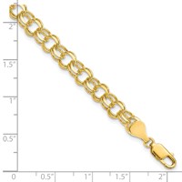 10K 6mm Yellow Gold Solid Diamond-cut Double Link Charm Bracelet - 7in view 4
