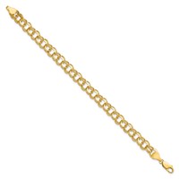 10K 7mm Solid Diamond-cut Double Link 7 Inch Charm Bracelet view 2