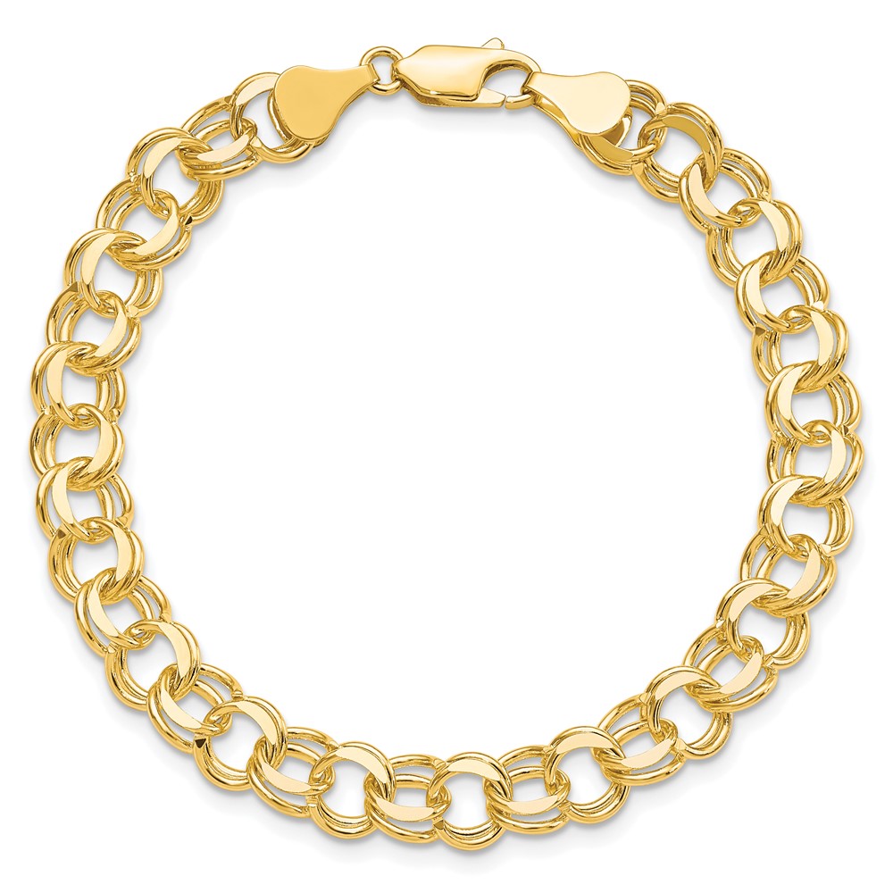 10k Solid Double Link Charm Bracelet (10CH6-7)