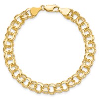 10K 7mm Solid Diamond-cut Double Link 7 Inch Charm Bracelet view 3