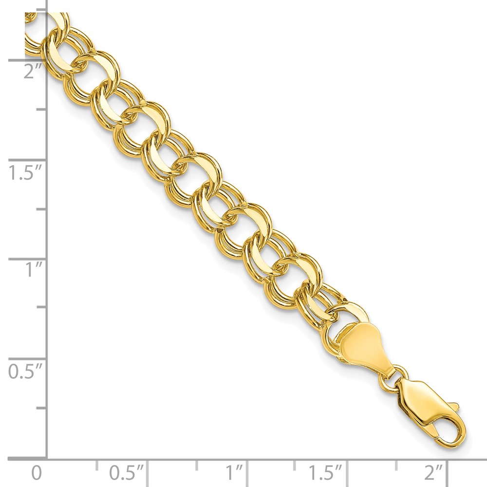 10k Solid Double Link Charm Bracelet (10CH6-7)