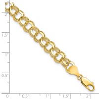 10K 7mm Solid Diamond-cut Double Link 7 Inch Charm Bracelet view 4