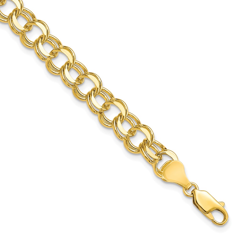 10k Solid Double Link Charm Bracelet (10CH6-7)