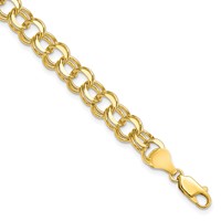 10K 7mm Solid Diamond-cut Double Link 7 Inch Charm Bracelet view 1